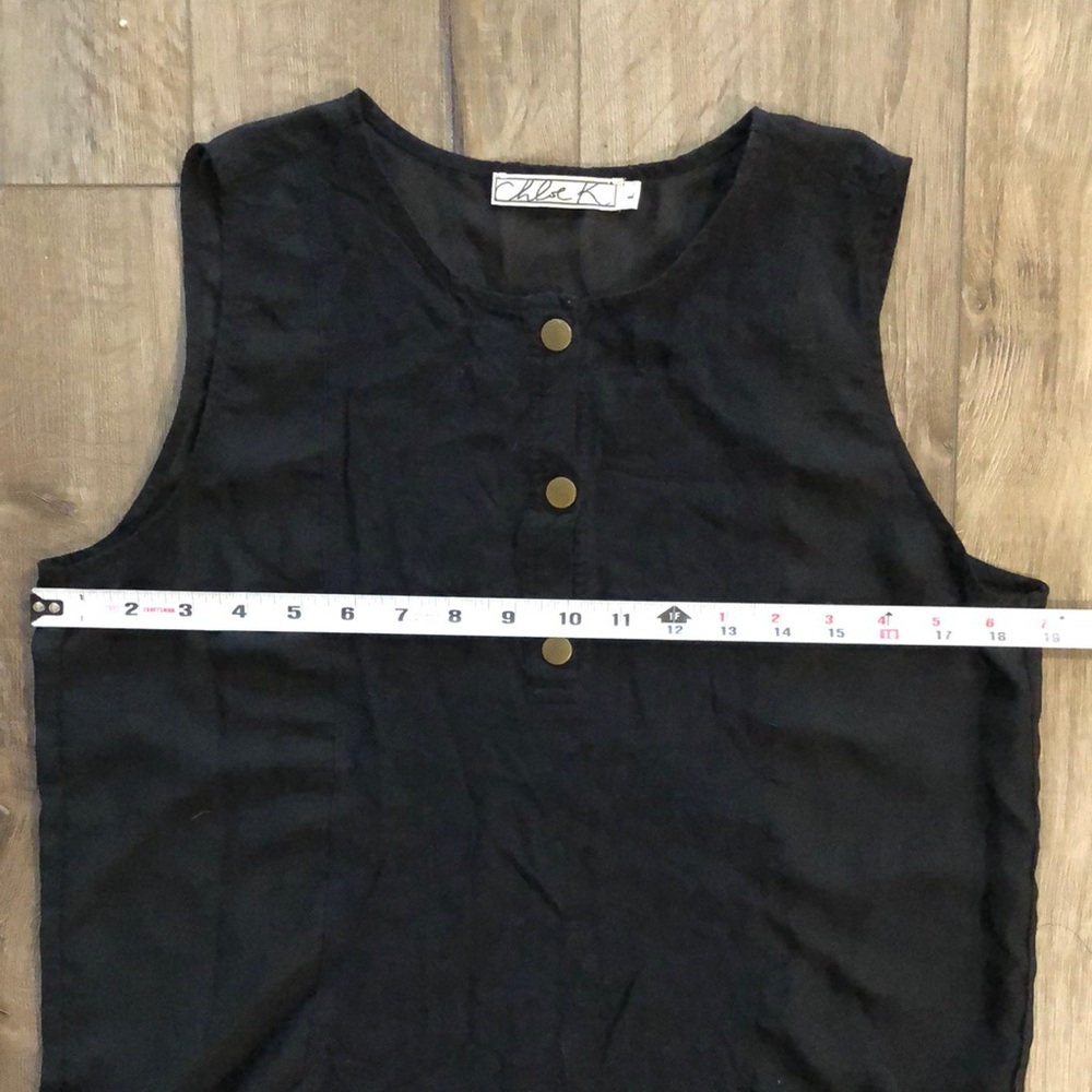 CHLOE K - Black Sleeveless Blouse Top w/ Snap Front - Picture 8 of 8